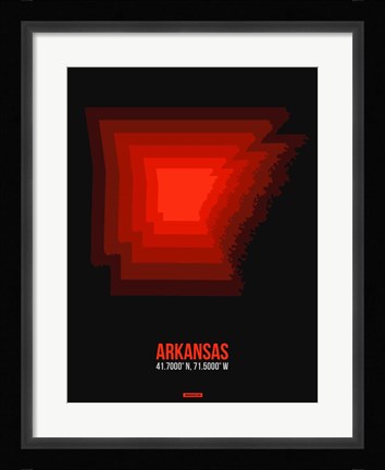 Framed Arkansas Radiant Map 6 Print