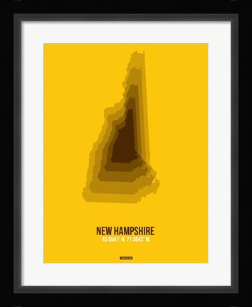 Framed New Hampshire Radiant Map 2 Print