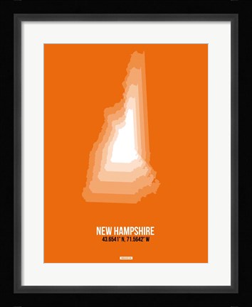 Framed New Hampshire Radiant Map 3 Print