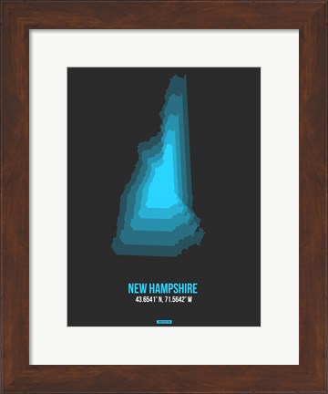Framed New Hampshire Radiant Map 4 Print