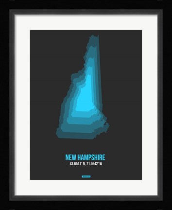 Framed New Hampshire Radiant Map 4 Print