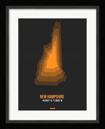 Framed New Hampshire Radiant Map 5 Print