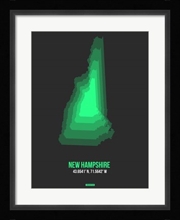 Framed New Hampshire Radiant Map 6 Print