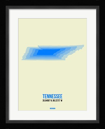 Framed Tennessee Radiant Map 1 Print