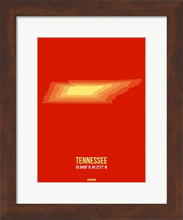 Framed Tennessee Radiant Map 2 Print