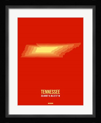 Framed Tennessee Radiant Map 2 Print