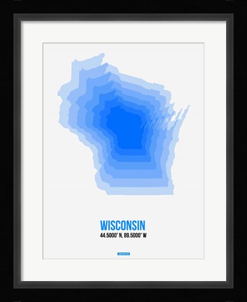 Framed Wisconsin Radiant Map 1 Print