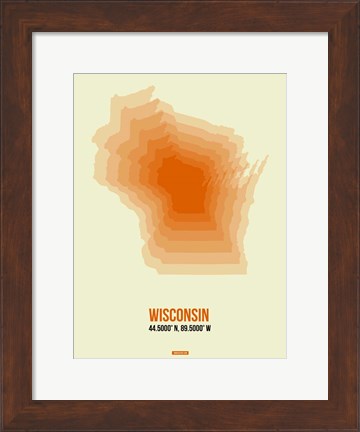 Framed Wisconsin Radiant Map 2 Print