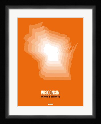Framed Wisconsin Radiant Map 3 Print