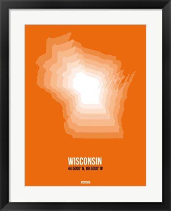Framed Wisconsin Radiant Map 3 Print