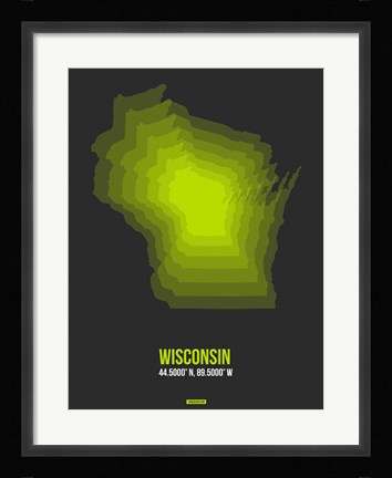 Framed Wisconsin Radiant Map 4 Print