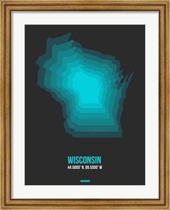 Framed Wisconsin Radiant Map 5 Print
