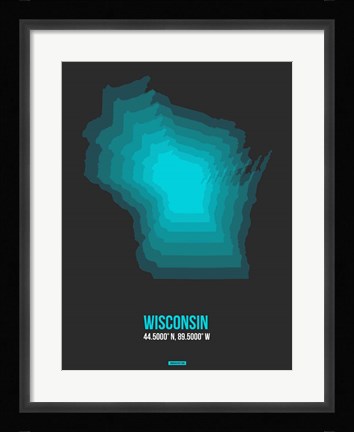 Framed Wisconsin Radiant Map 5 Print
