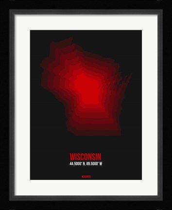 Framed Wisconsin Radiant Map 6 Print