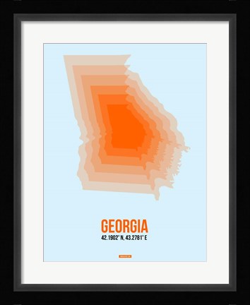 Framed Georgia Radiant Map 1 Print