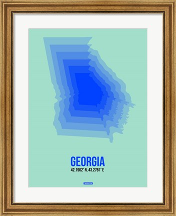 Framed Georgia Radiant Map 2 Print