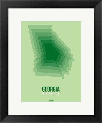 Framed Georgia Radiant Map 3 Print