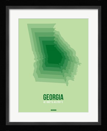 Framed Georgia Radiant Map 3 Print