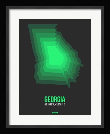 Framed Georgia Radiant Map 4 Print