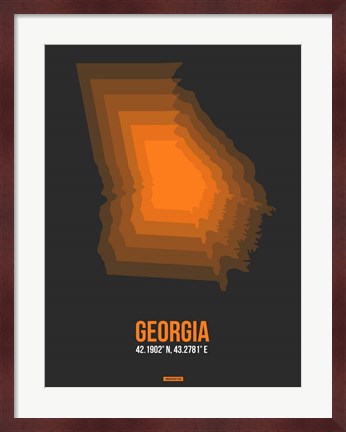 Framed Georgia Radiant Map 5 Print