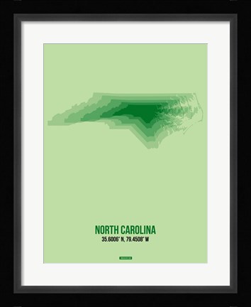Framed North Carolina Radiant Map 2 Print