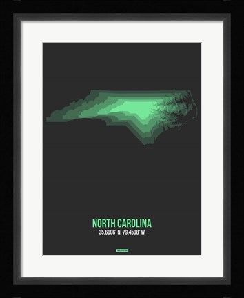 Framed North Carolina Radiant Map 4 Print
