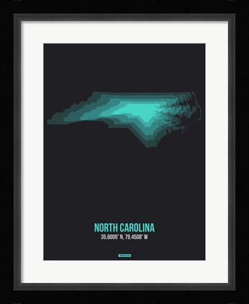 Framed North Carolina Radiant Map 5 Print