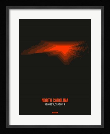 Framed North Carolina Radiant Map 6 Print