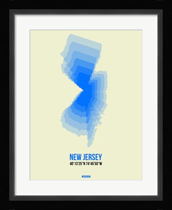 Framed New Jersey Radiant Map 1 Print