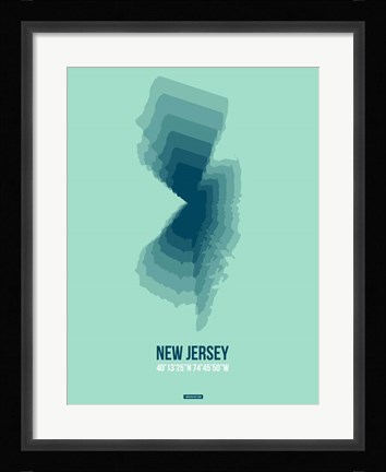 Framed New Jersey Radiant Map 2 Print