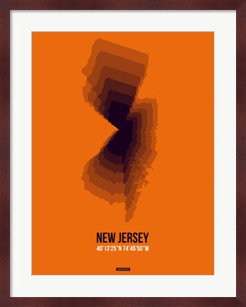 Framed New Jersey Radiant Map 3 Print