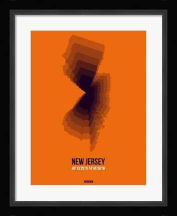 Framed New Jersey Radiant Map 3 Print
