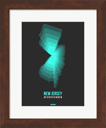 Framed New Jersey Radiant Map 4 Print
