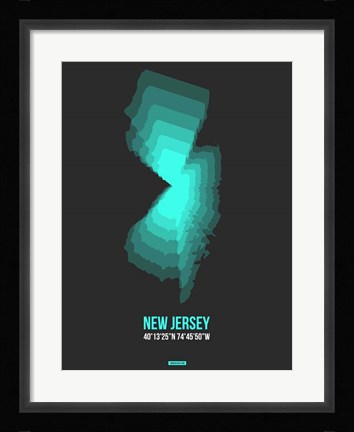 Framed New Jersey Radiant Map 4 Print