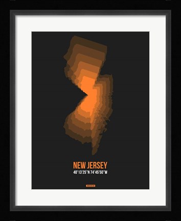 Framed New Jersey Radiant Map 5 Print