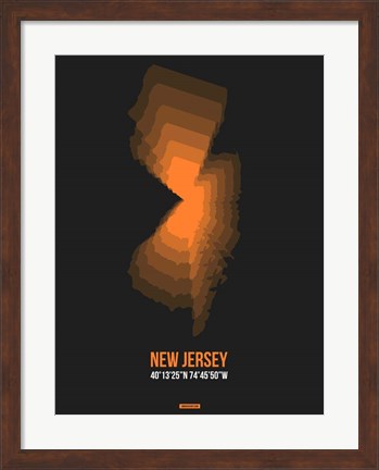 Framed New Jersey Radiant Map 5 Print