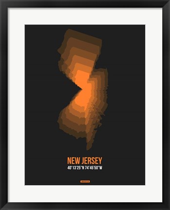 Framed New Jersey Radiant Map 5 Print