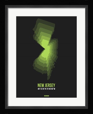 Framed New Jersey Radiant Map 6 Print