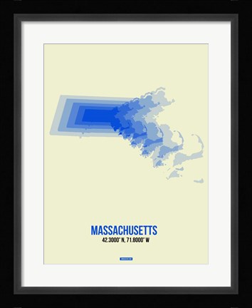 Framed Massachusetts Radiant Map 1 Print