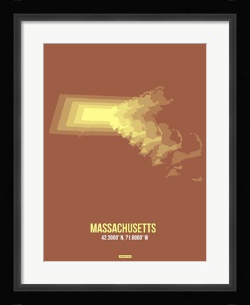 Framed Massachusetts Radiant Map 2 Print