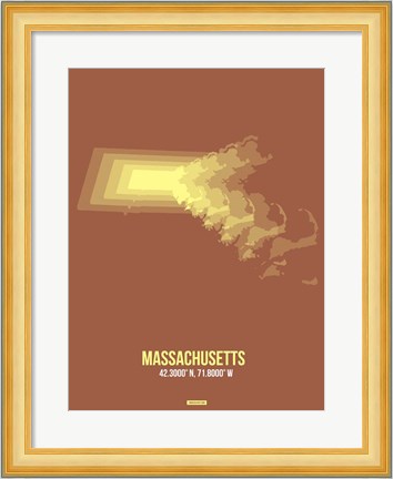 Framed Massachusetts Radiant Map 2 Print