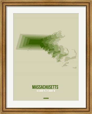 Framed Massachusetts Radiant Map 3 Print