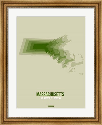 Framed Massachusetts Radiant Map 3 Print