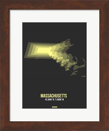Framed Massachusetts Radiant Map 4 Print
