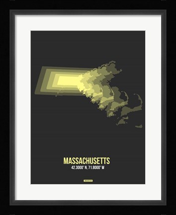 Framed Massachusetts Radiant Map 4 Print