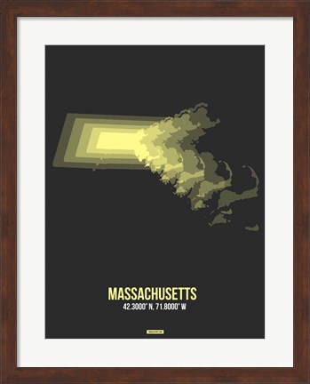 Framed Massachusetts Radiant Map 4 Print