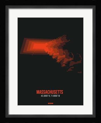Framed Massachusetts Radiant Map 5 Print