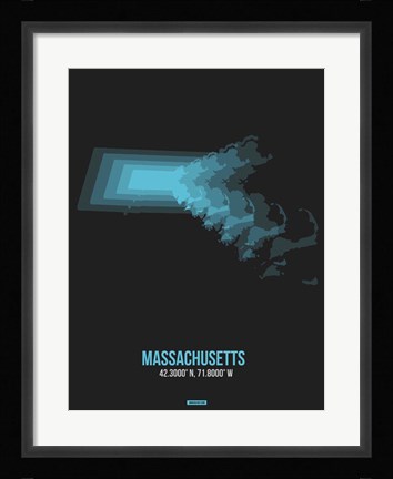 Framed Massachusetts Radiant Map 6 Print