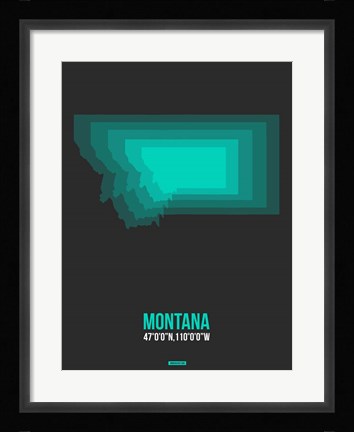 Framed Montana Radiant Map 5 Print