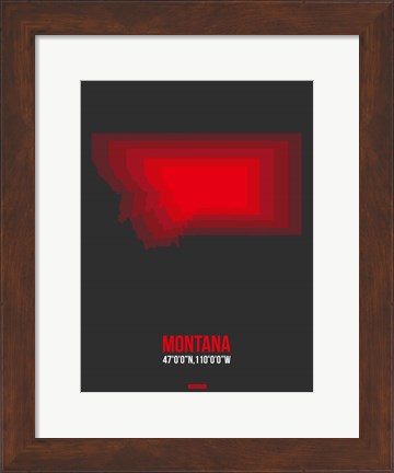 Framed Montana Radiant Map 6 Print